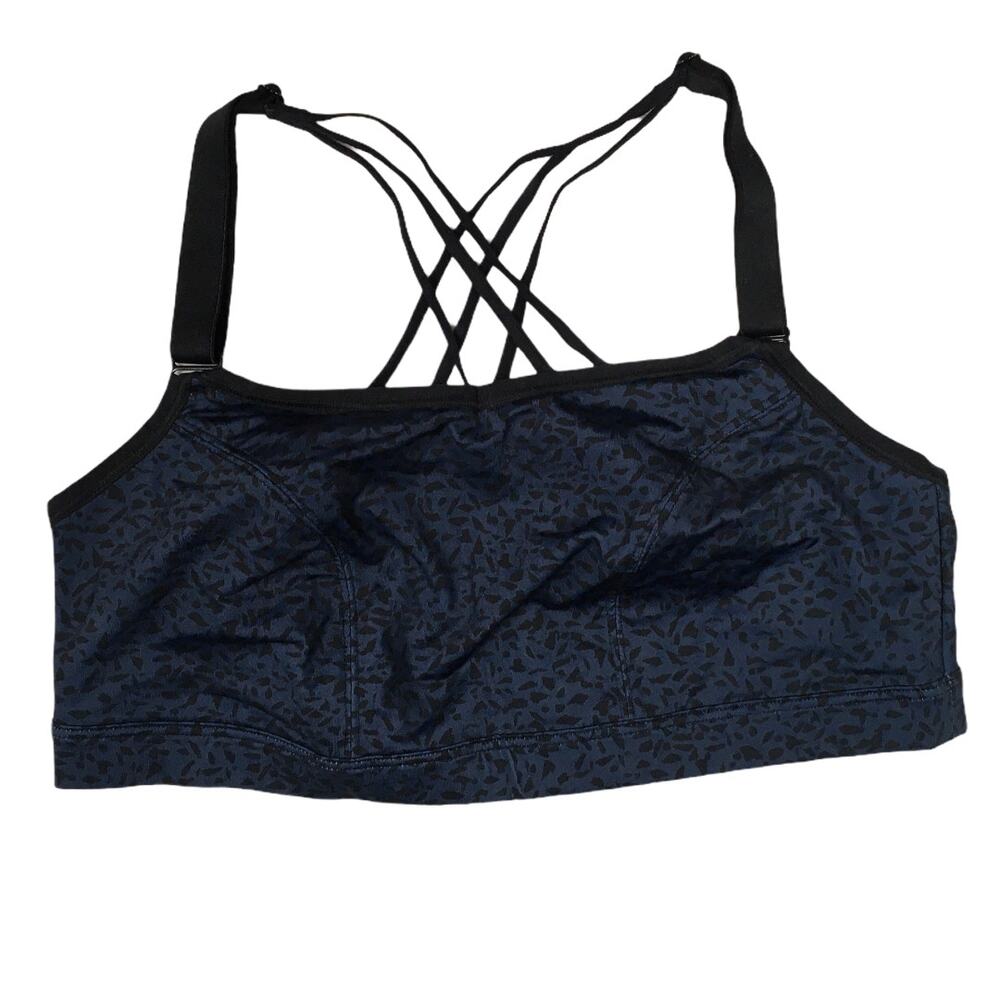 Livi Active Sports Bra Navy Blue Black Strappy 10/12 Low Impact Workout‎ Top